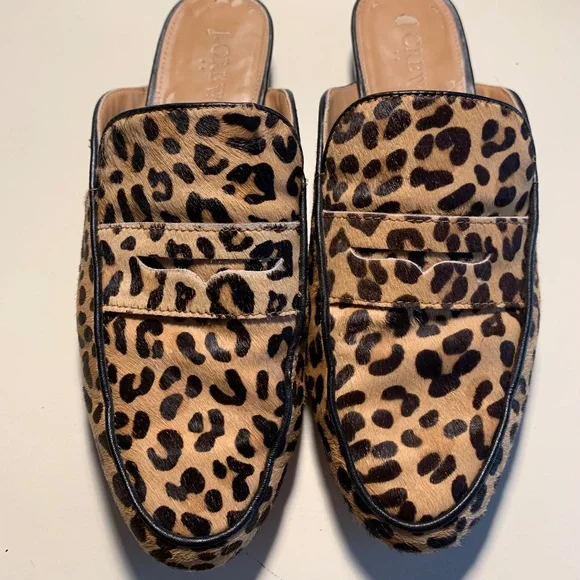 J Crew Leopard Mules